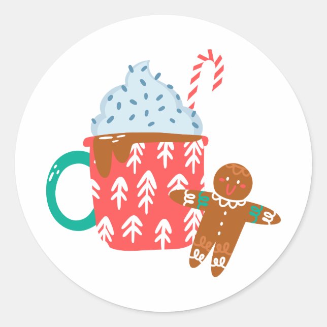 hot chocolate classic round sticker (Front)