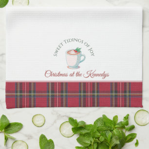Hot Chocolate Cocoa Personalised Name Christmas Tea Towel