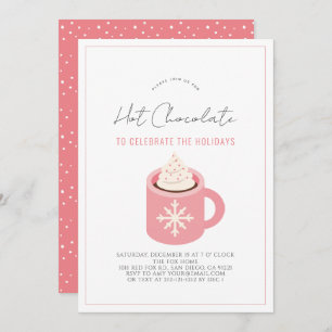 Hot Chocolate/Cocoa Pink Mug Holiday Party Invitation