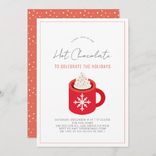 Hot Chocolate/Cocoa Red Mug Holiday Party Invitation