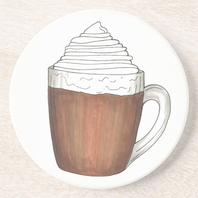 Hot Chocolate Cocoa Warm Winter Holiday Drink Coaster (Front)