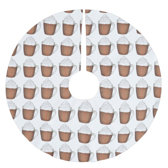 Hot Chocolate Cocoa Winter Christmas Holiday Drink Brushed Polyester Tree Skirt (Front)