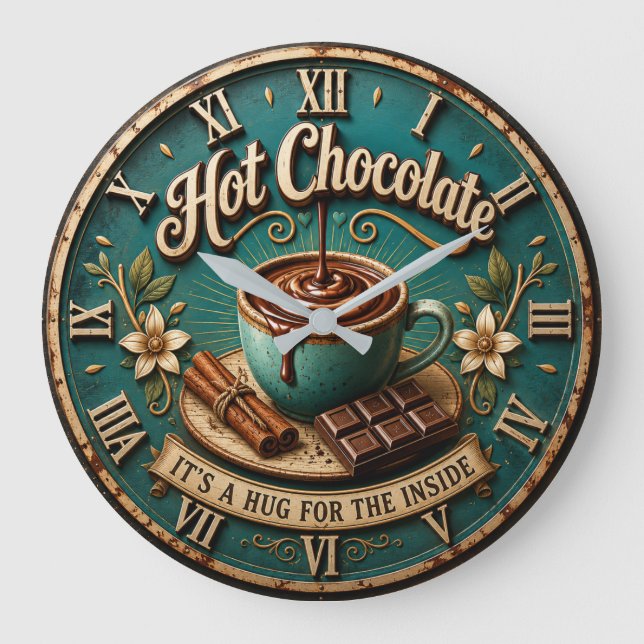 Hot Chocolate  Coffee Bar Rustic Farmhouse  Large Clock (Front)