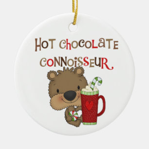 Hot Chocolate Connoisseur Boy Bear Ceramic Tree Decoration