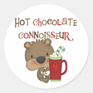 Hot Chocolate Connoisseur Boy Bear Classic Round Sticker