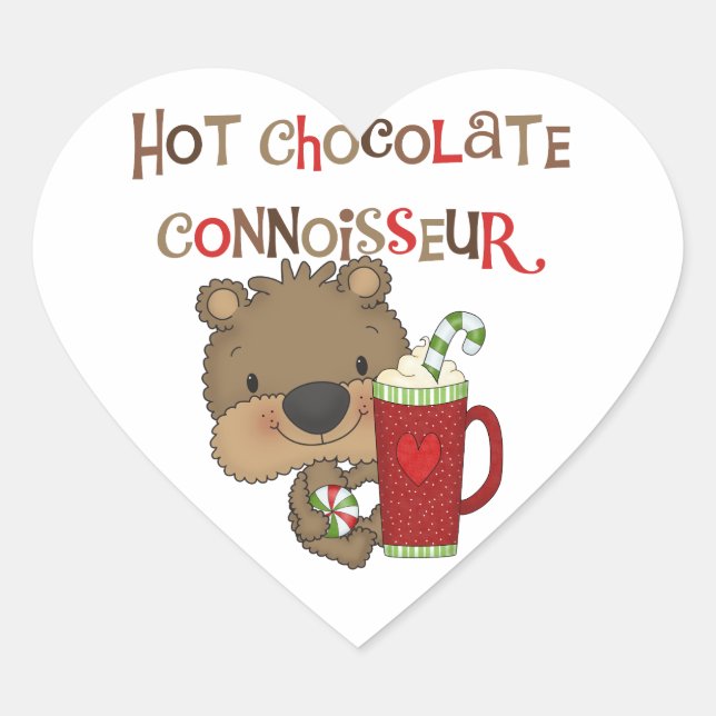 Hot Chocolate Connoisseur Boy Bear Heart Sticker (Front)