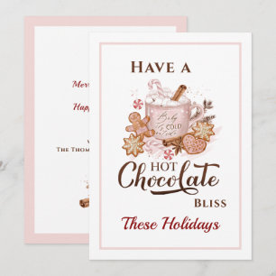 Hot Chocolate Cookies Modern Pink Christmas Card