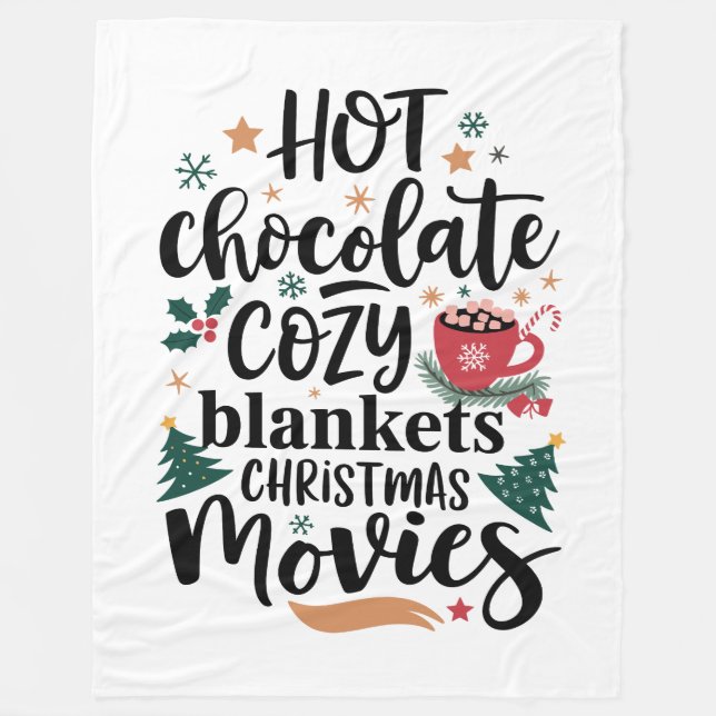 Hot Chocolate & Cozy Christmas Vibes Collection Fleece Blanket (Front)