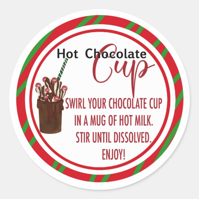 Hot chocolate cup label, Christmas label (Front)