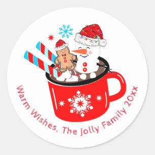 Hot Chocolate Cute Gingerbread Christmas Classic Round Sticker