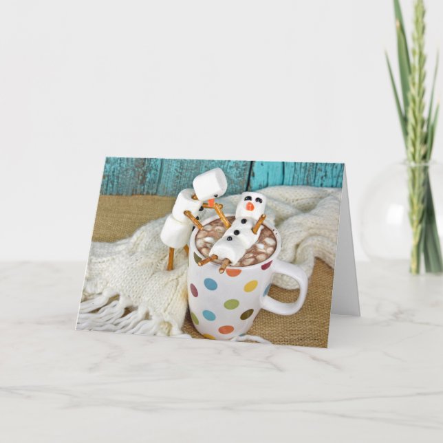 Hot chocolate drink with snowmen card (Front)