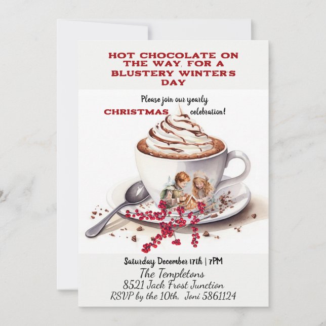 Hot Chocolate & Gingerbread House Kids Invitation (Front)