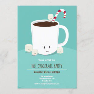 Hot Chocolate Hot Cocoa Christmas Party Teal Invitation