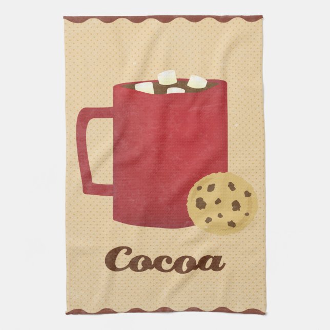 Hot chocolate illustration tea towel (Vertical)