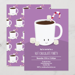Hot Chocolate Lavender Hot Cocoa Christmas Party Invitation