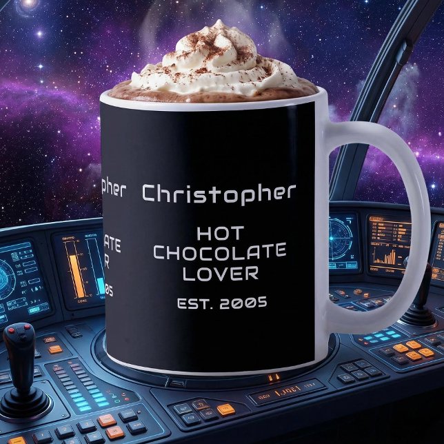 Hot Chocolate Lover White Sci-Fi Script Name Est. Coffee Mug (Creator Uploaded)