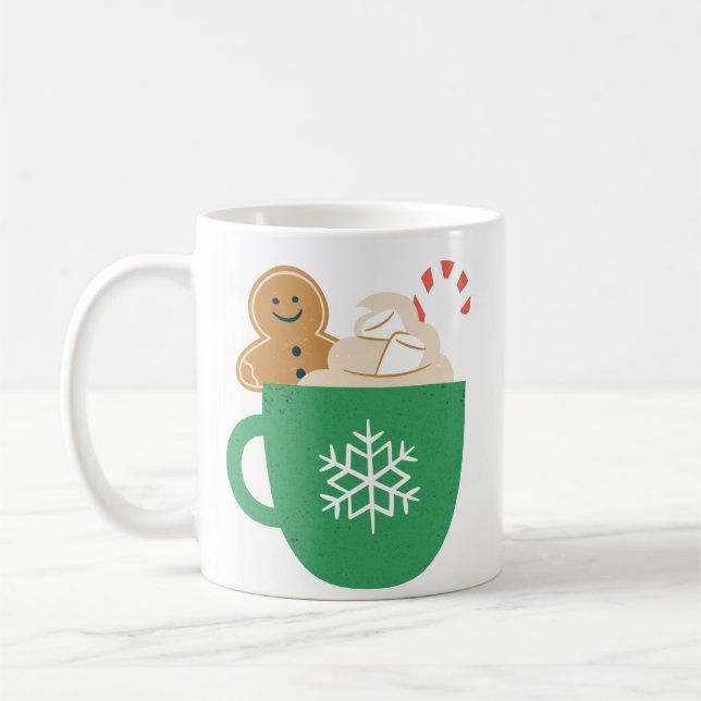 Hot Chocolate Marshmallow Candy Cane Gingerbread Coffee Mug (Left)
