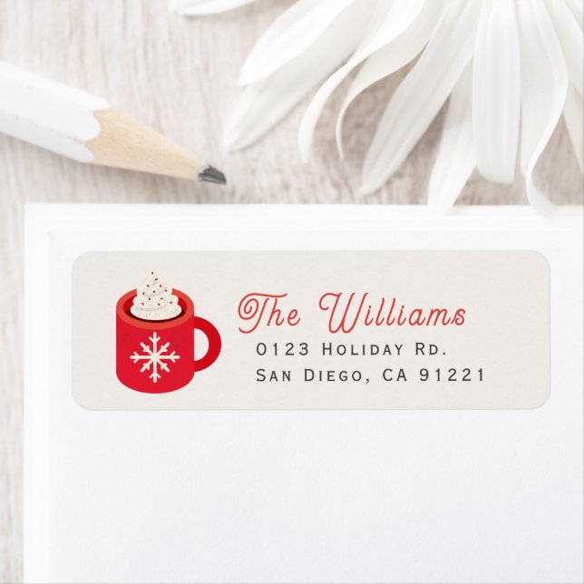 Hot Chocolate Mug Christmas Holiday Address Label (Insitu)