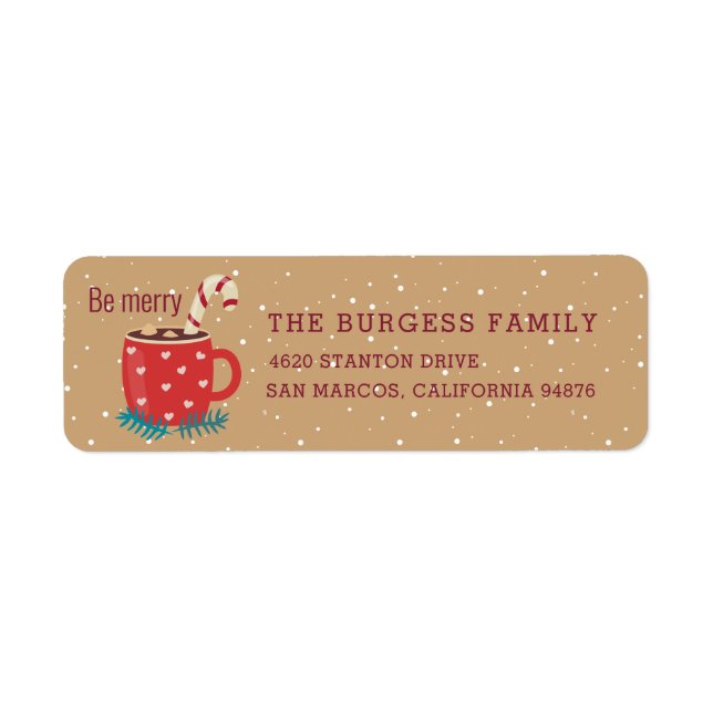 Hot Chocolate Mug Christmas Return Address Label (Front)