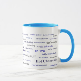 Hot Chocolate Mug in different languages (in navy)
