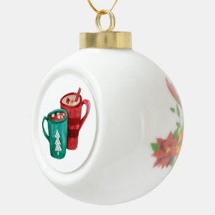 Hot Chocolate Mugs Ceramic Ball Christmas Ornament