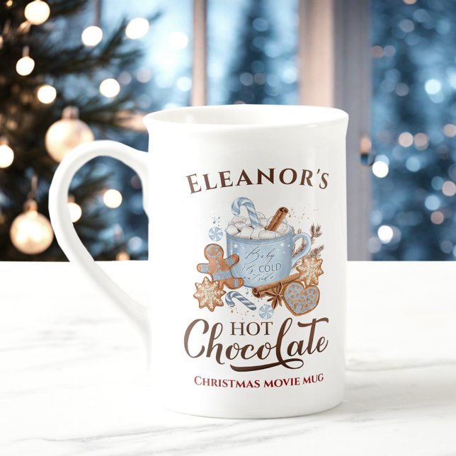 Hot Chocolate Name Blue Bone China Christmas Mug (Hot Chocolate Name Blue Bone China Christmas Mug)