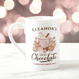 Hot Chocolate Name Pink Bone China Christmas Mug