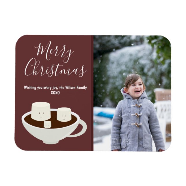 Hot Chocolate Photo Christmas Card Magnet (Horizontal)