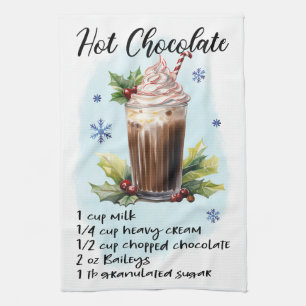 Hot Chocolate Recipe Christmas recipy design Tea Towel
