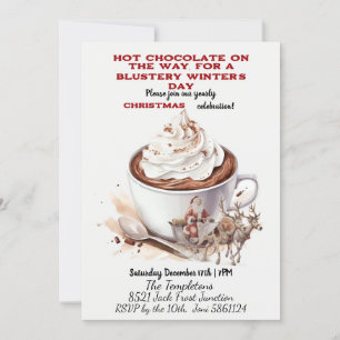 Hot Chocolate & Santa, Reindeers Invitation