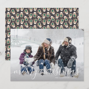 Hot Chocolate Script Family Photo Christmas Holiday Card