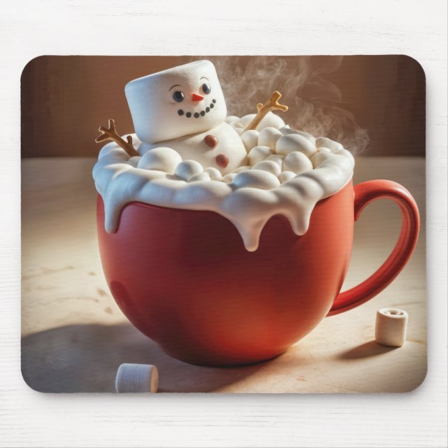 Hot Chocolate Snowman Mouse Mat (Front)