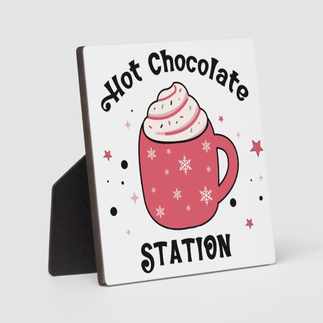 Hot Chocolate Station Retro Vibes Sign Plaque (Front)