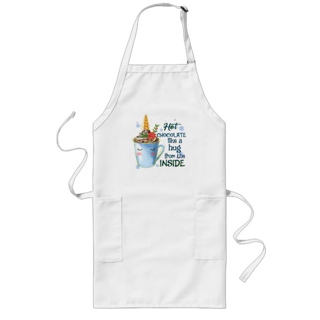 Hot Chocolate Unicorn | Cosy Unicorn Winter Long Apron (Front)