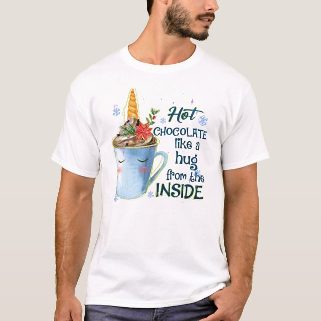 Hot Chocolate Unicorn | Cosy Unicorn Winter T-Shirt (Front)