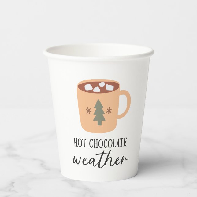 Hot Chocolate Weather Festive Holiday Party Paper Cups (Back)