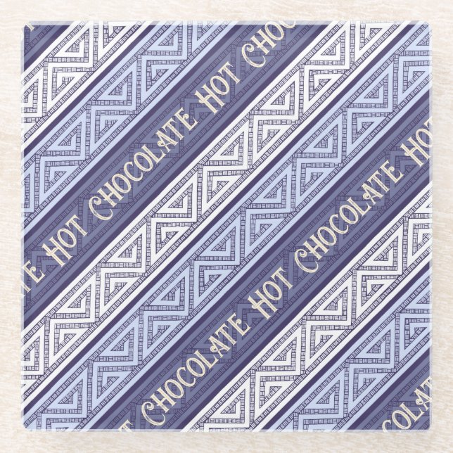 Hot Chocolate White Lilac & Purple Celtic Stripes Glass Coaster (Front)