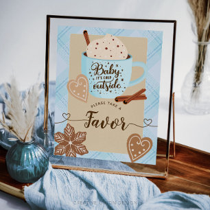 Hot Chocolate Winter Baby Shower Boy Favours Sign