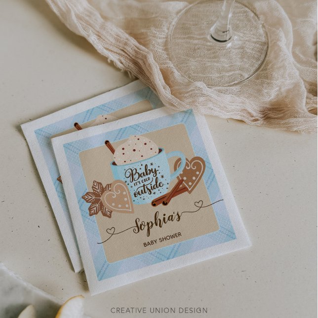 Hot Chocolate Winter Baby Shower Boy Napkin (Creator Uploaded)