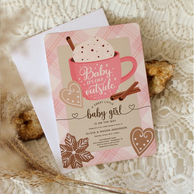 Hot Chocolate Winter Baby Shower Girl Baby Invitation (Creator Uploaded)