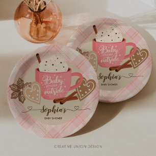 Hot Chocolate Winter Baby Shower Girl Paper Plate