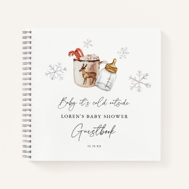 Hot Chocolate Winter Baby Shower Guestbook Notebook (Front)