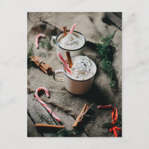 Hot Chocolate with Candy Canes Photo Postcard