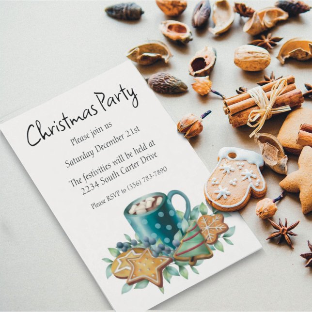 Hot Chocolate with Cookies and Winter Greenery  Invitation (Creator Uploaded)
