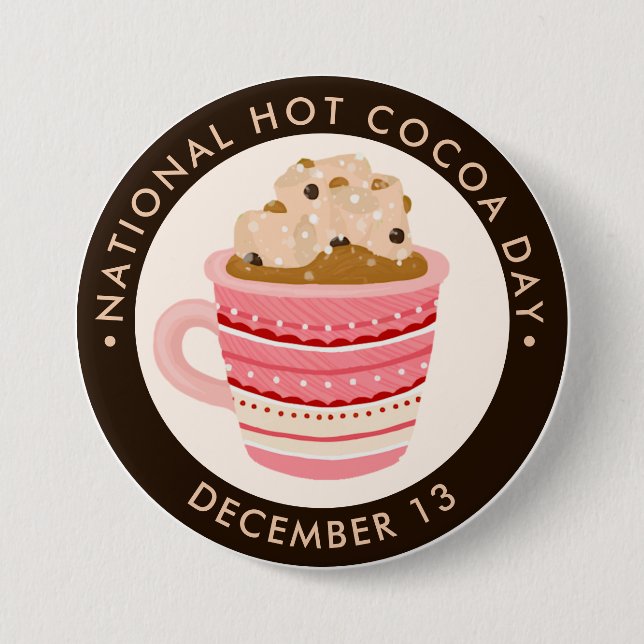 Hot Chocolate with marshmallows and chips 7.5 Cm Round Badge (Front)