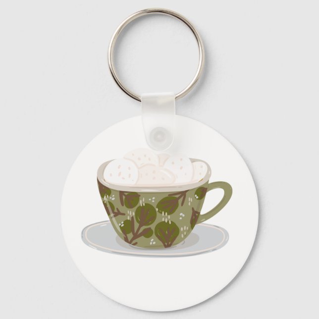 Hot Chocolate With Marshmallows Key Ring (Front)