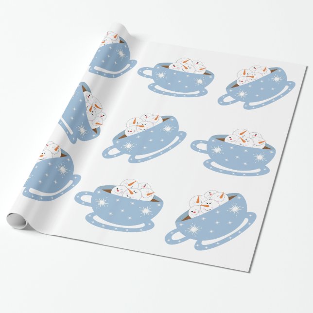 Hot Chocolate with Snowmen Wrapping Paper (Unrolled)