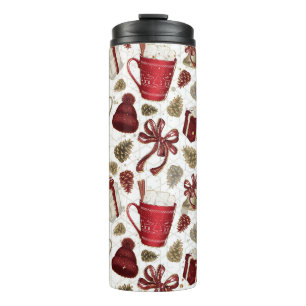 HOT CHOCOLATE WOOLEN HAT ACORNS BOWS GIFTS THERMAL TUMBLER