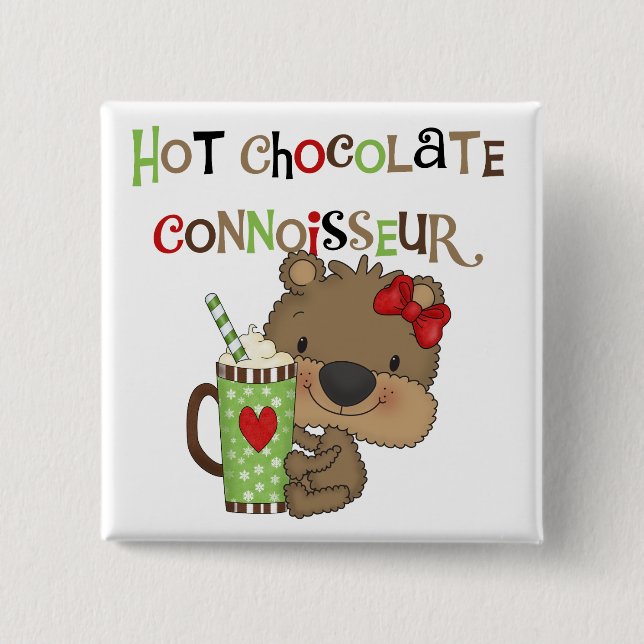Hot ChocolateConoisseur Girl Bear 15 Cm Square Badge (Front)