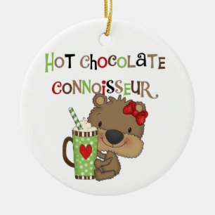Hot ChocolateConoisseur Girl Bear Ceramic Tree Decoration